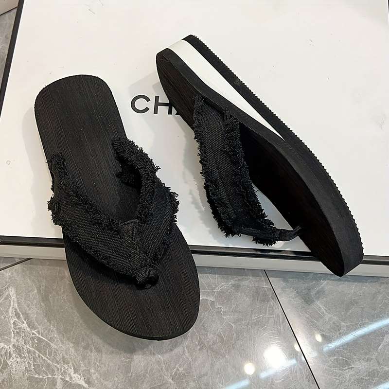 Ladies Summer Flip Flops Black Uk 7.5