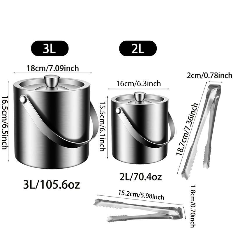 Ice Bucket Quantity 2Pcs  Ice Bucket 70Ozclip