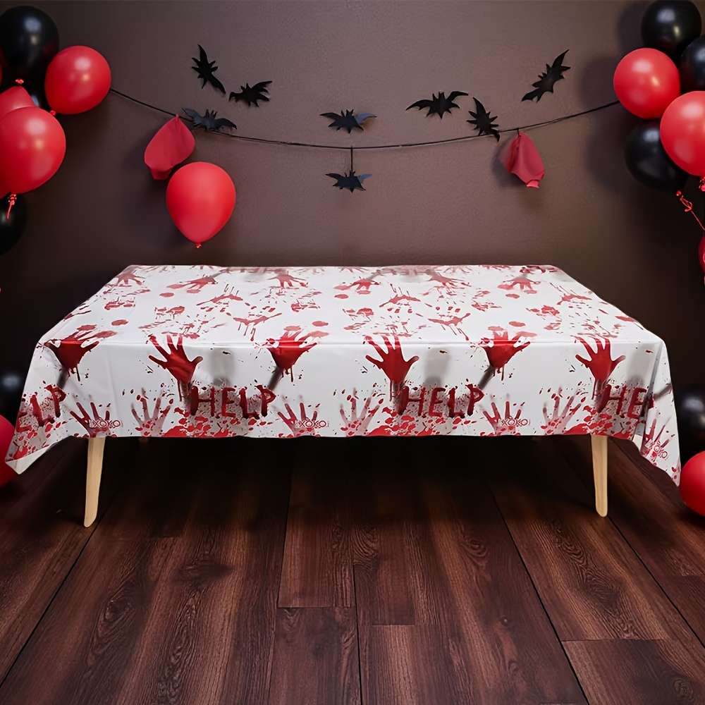 Halloween tablecloth decoration color 1pc x Blood Handprint Tablecloth 183cm