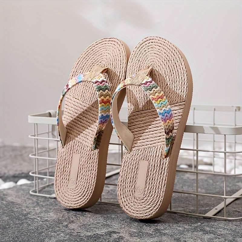 Ladies Summer Flip Flops Apricot Mid Heel Uk 5