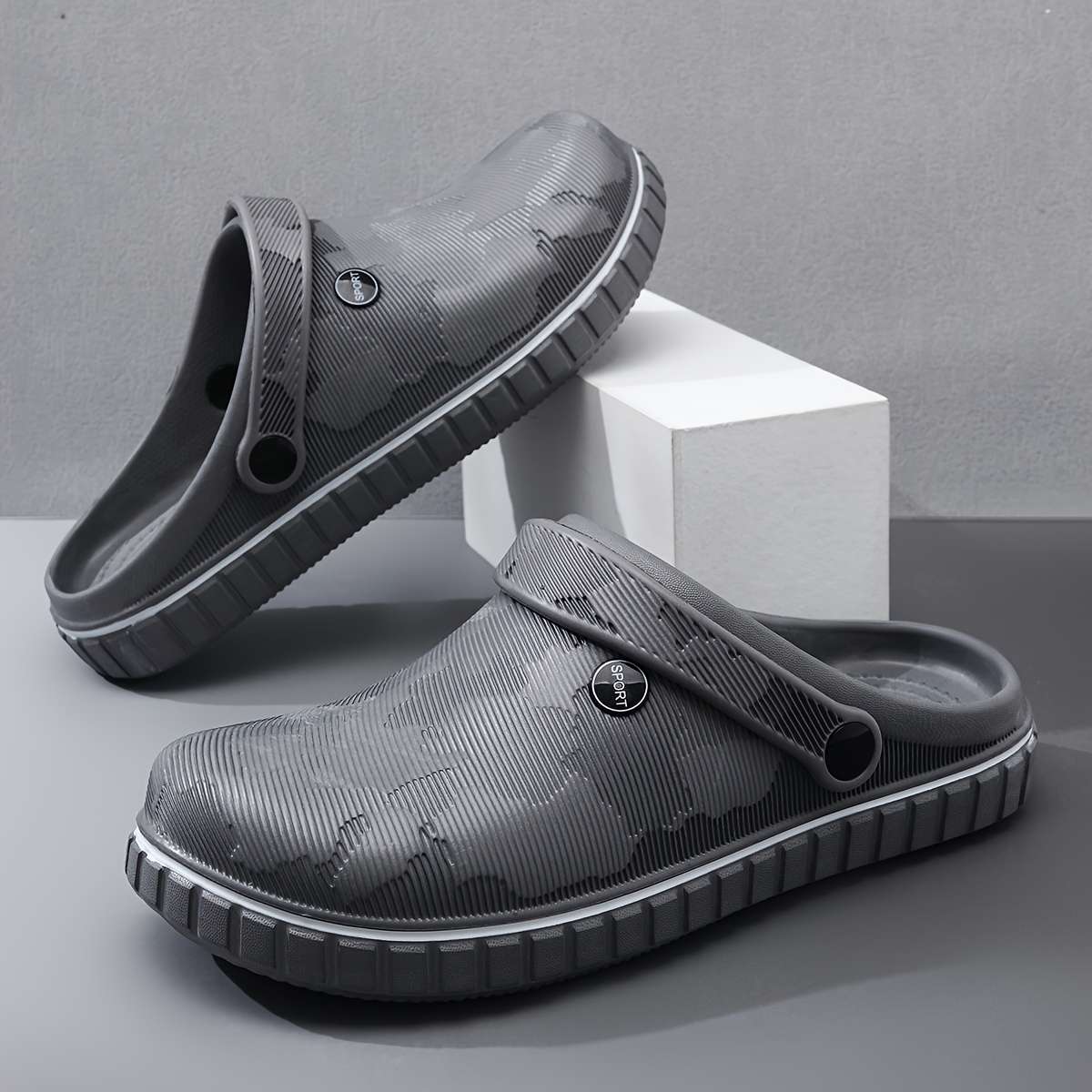 Men Slippers Summer Style Grey Size Uk 7