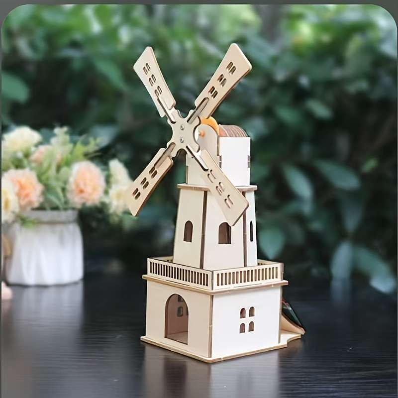 Building Toy Architectural Model Toy Set Items Solar Windmill Cabin