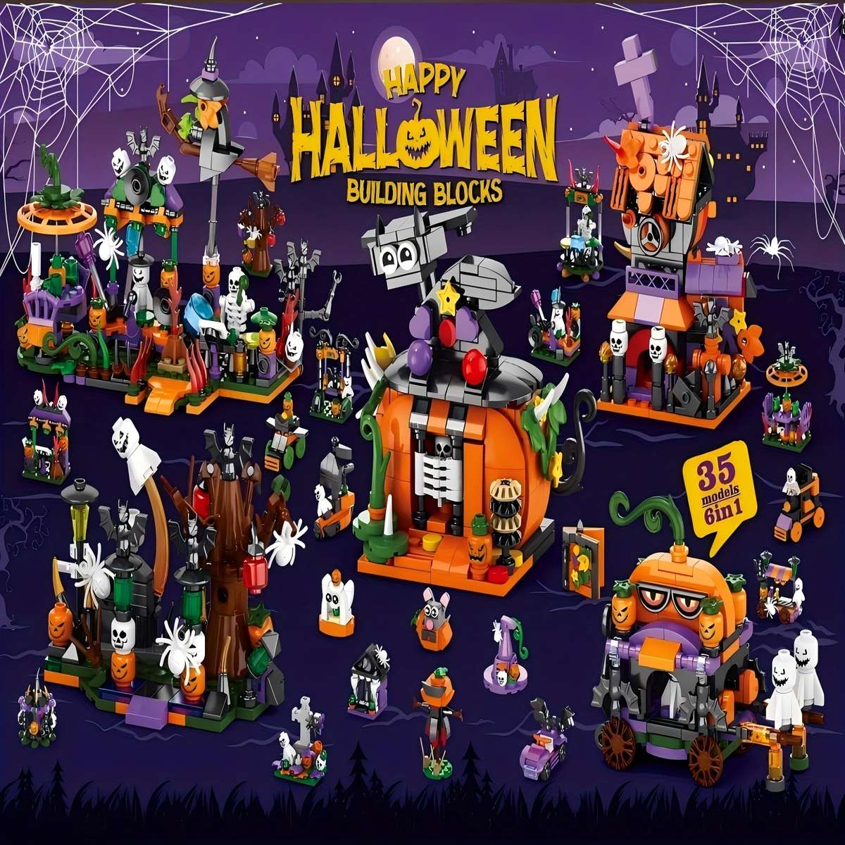 Building Toy Architectural Model Set Halloween Blind Box Edition 1057Pcs