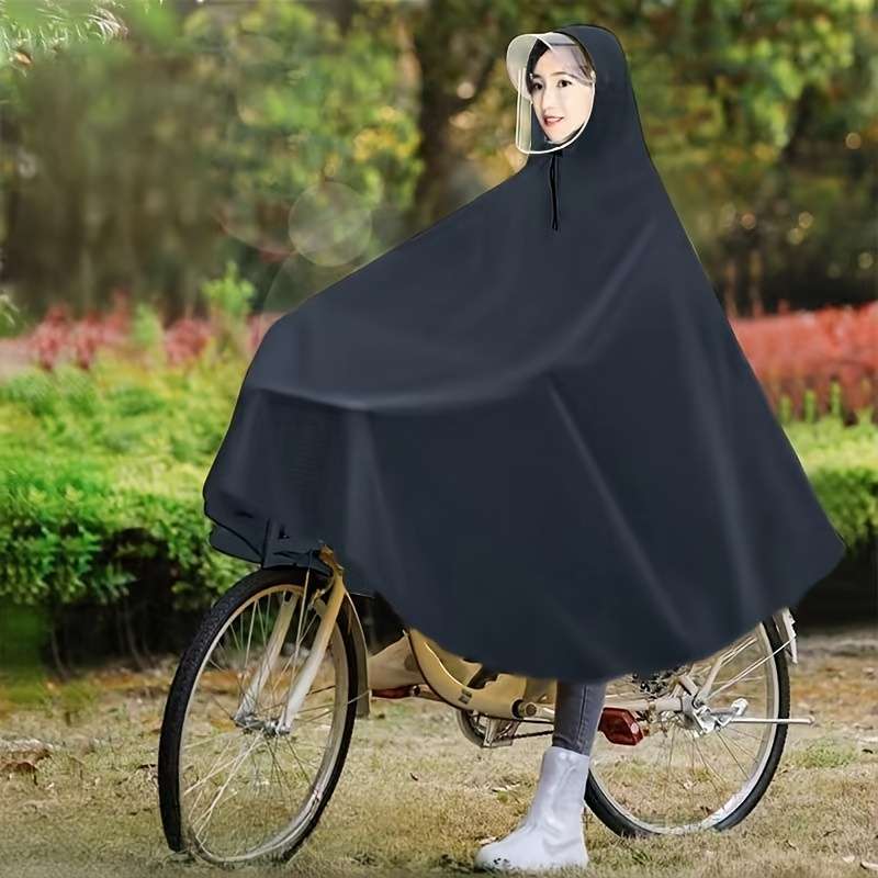 Raincoat Bicycle Double Brim Navy Blue With Face Protection