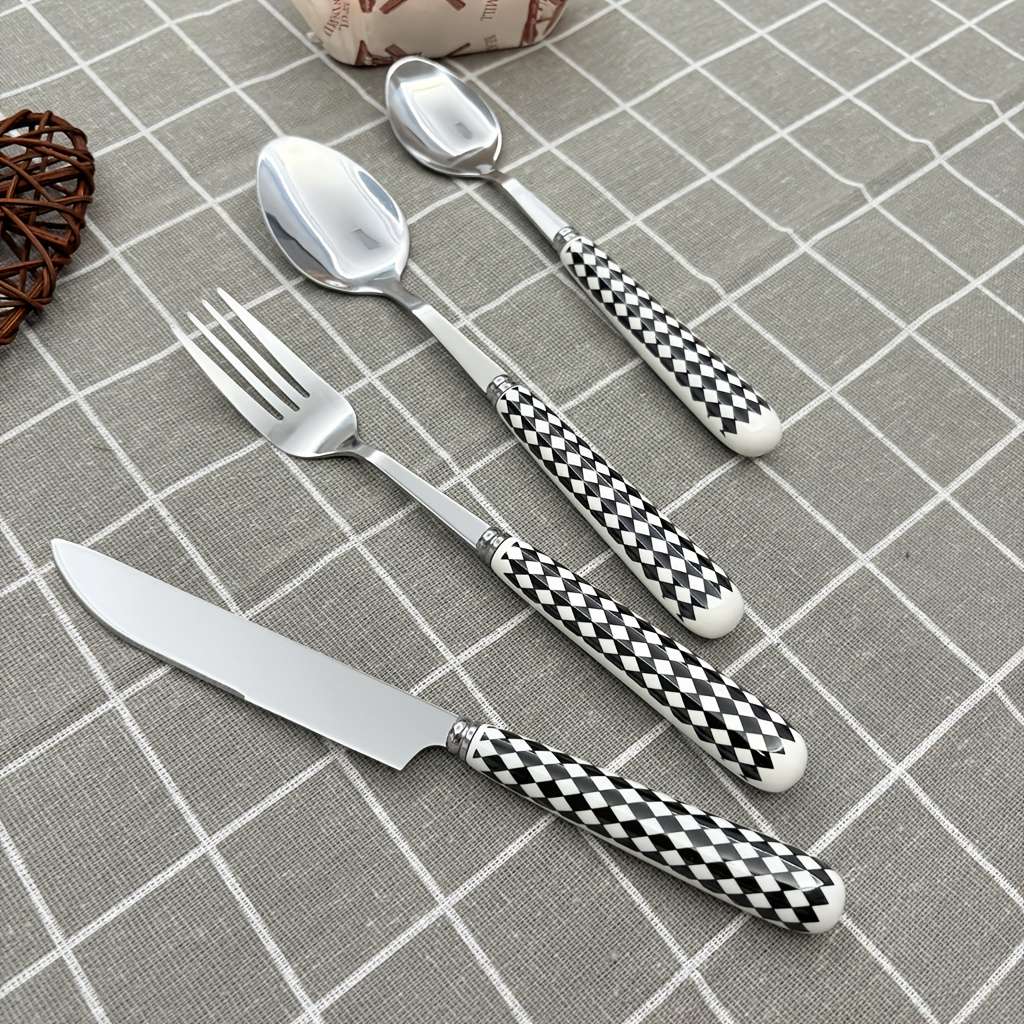 Innovative 4PCS Stainless Steel Cutlery Set With Ceramic Handles Elegant Black