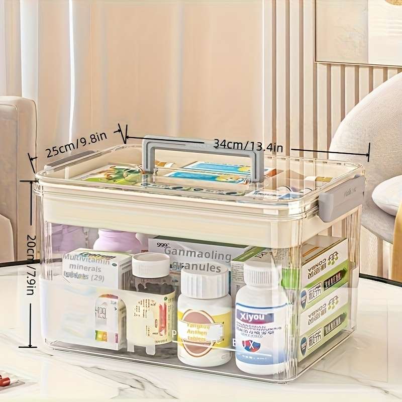 Antibacterial Box 38.5*29.5Cm Extra Large With Lidhandledoublelayer Divider