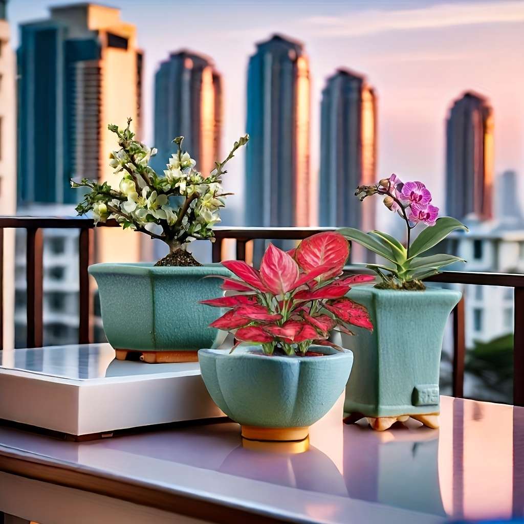 Flowerpot Style Zy Ice Cracked Purple Three-Piece Set