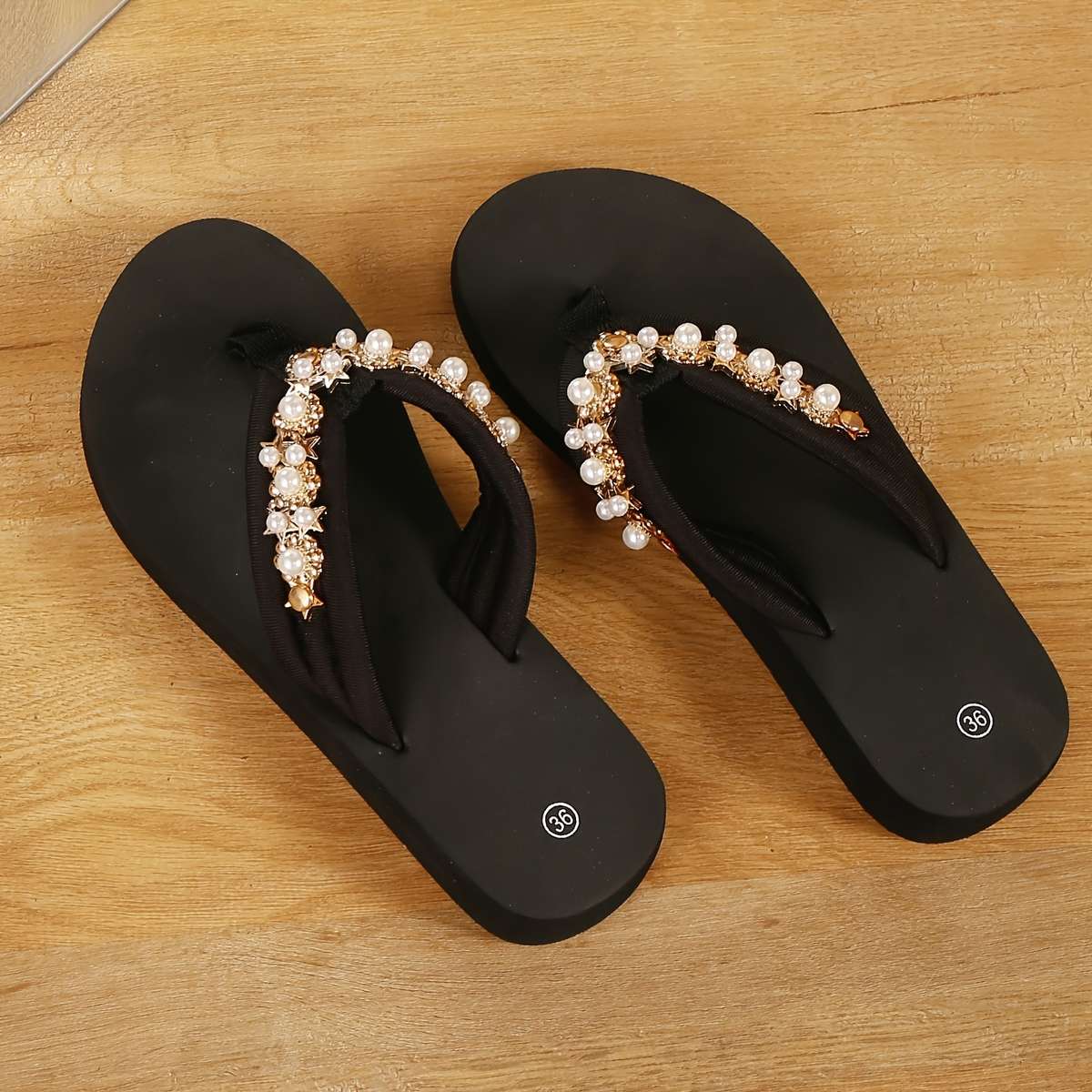 Ladies Summer Flip Flops Black Uk 6.5