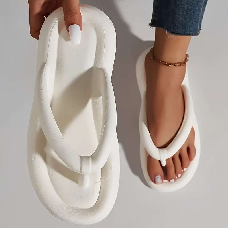 Ladies Summer Flip Flops White Uk 6.5-7