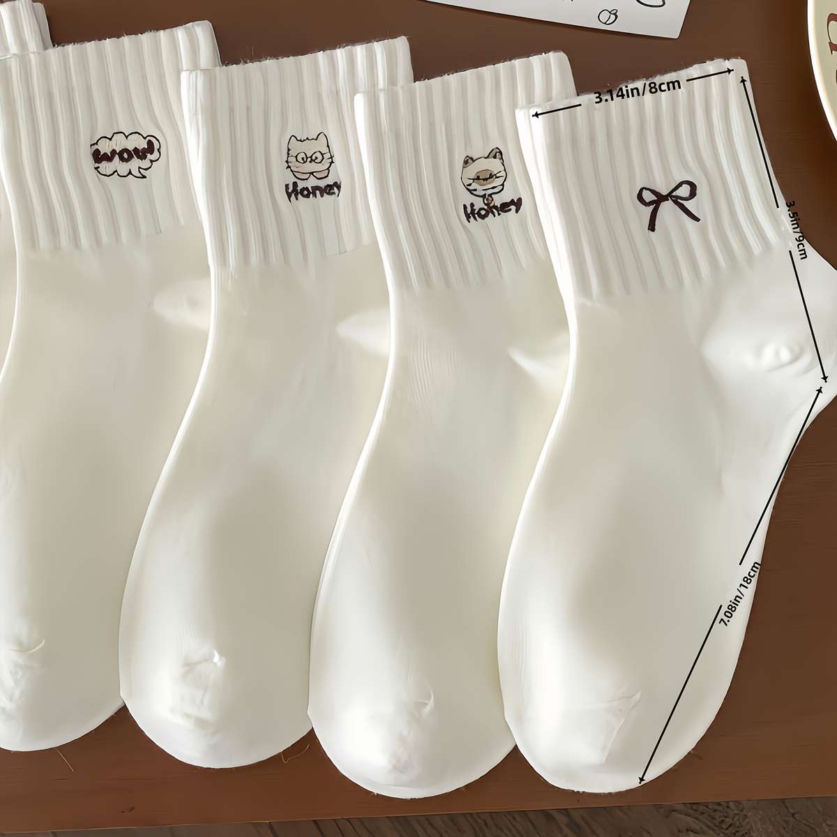 Women S Socks Color White Cartoon 5 Pairs