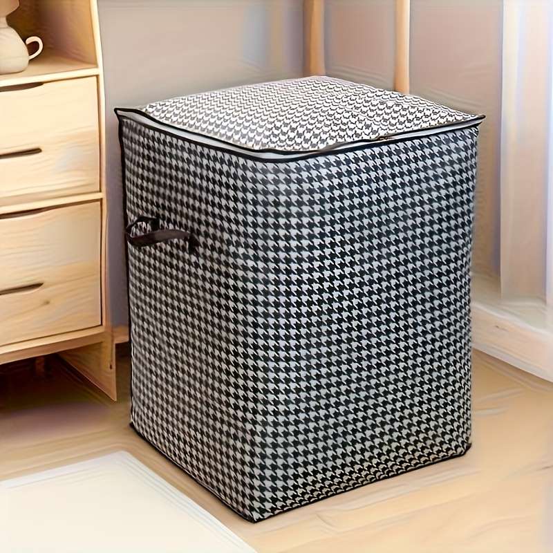 2Pcs Thickened Storage Boxes Large Clothes 140L Houndstooth Size 2Pcs Set 100L