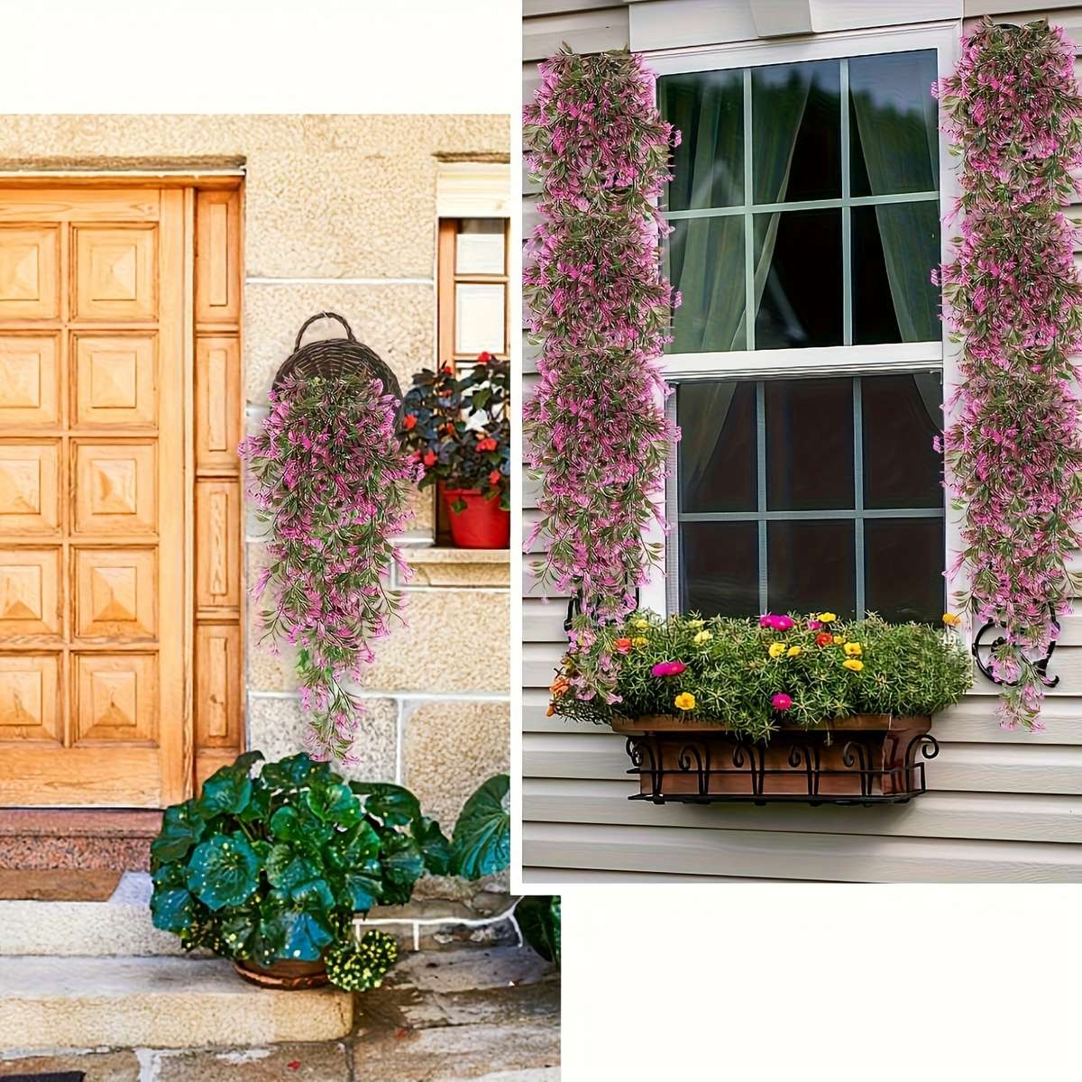 Simulated Flower Color 2Pcs Rose Red Ivy