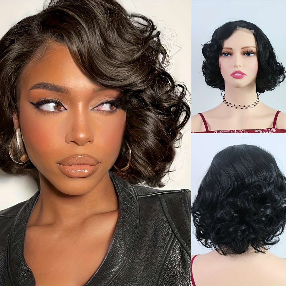 Black Womens Wigs Hair Length 20.32Cm