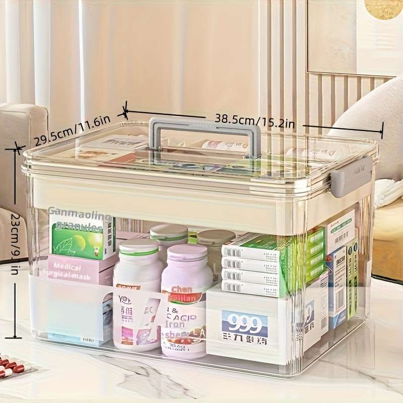 Antibacterial Box 38.5*29.5Cm Extra Large With Lidhandledoublelayer Divider