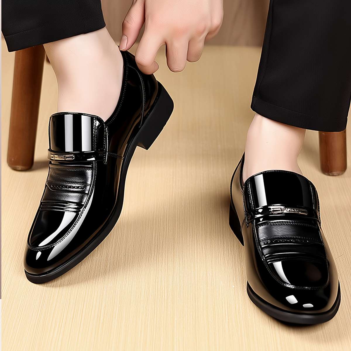 Mens Leather Shoes Color Black Sizeuk 8.5