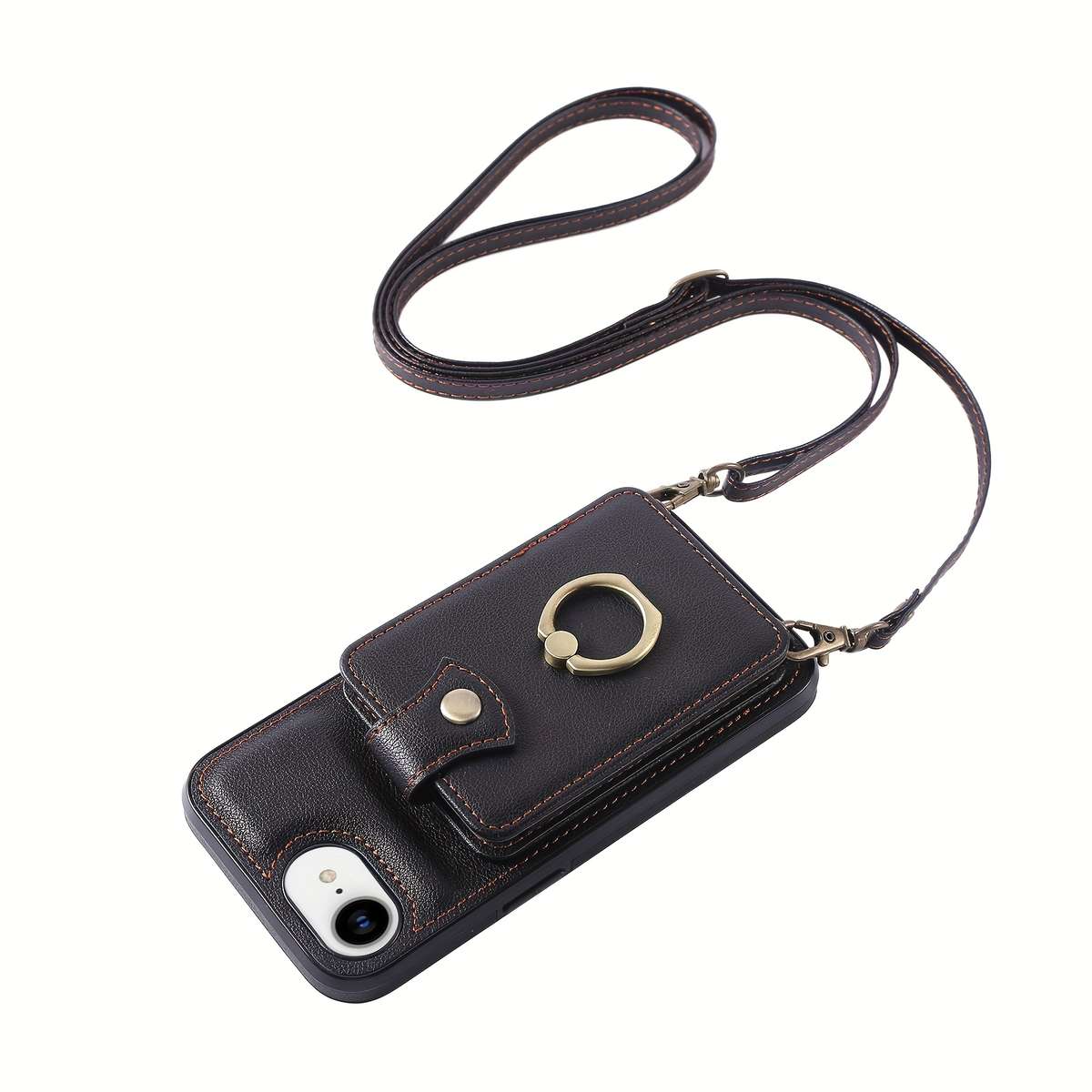 1Pc Black For iPhone 16e Protective Case Wallet Phone Case