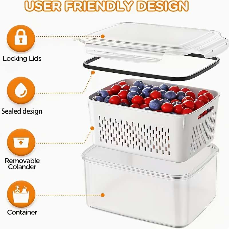 Antibacterial Box Blue 6Piece Set 2 Lids2 Containers2 Colanders