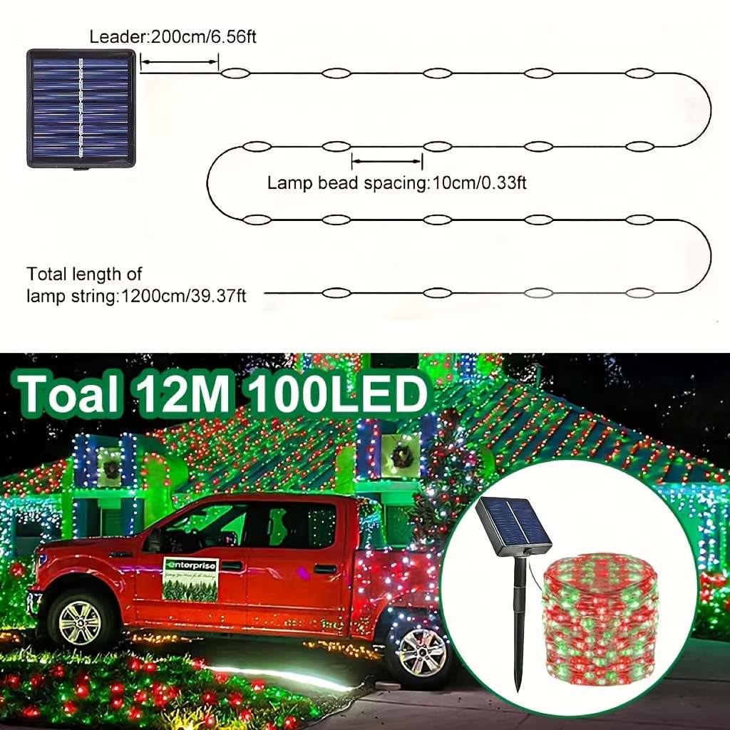 Christmas Lights Red Green Size 100Leds