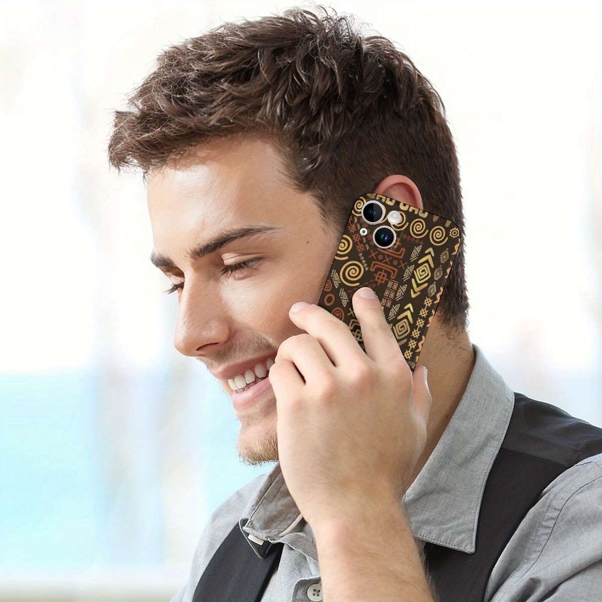 1Pc White For iPhone 15 Pro Ethnic African Pattern Phone Case