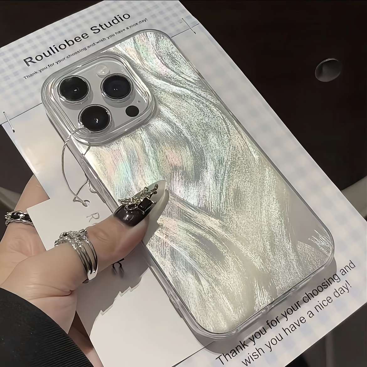 Transparent Silvery For iPhone Phone Case
