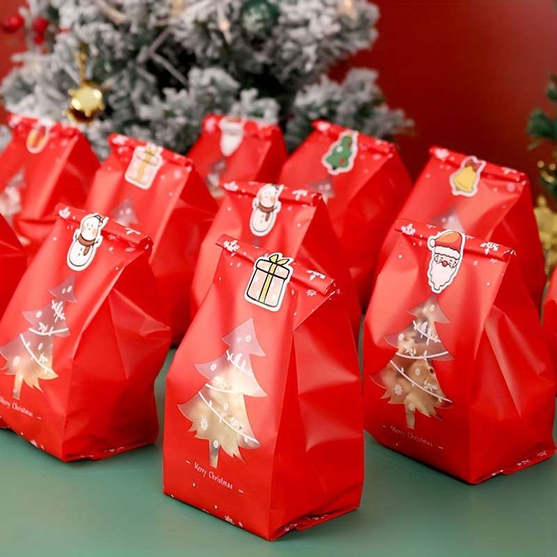 Gift Bags Color Red And Green Christmas Tree Bags X 10