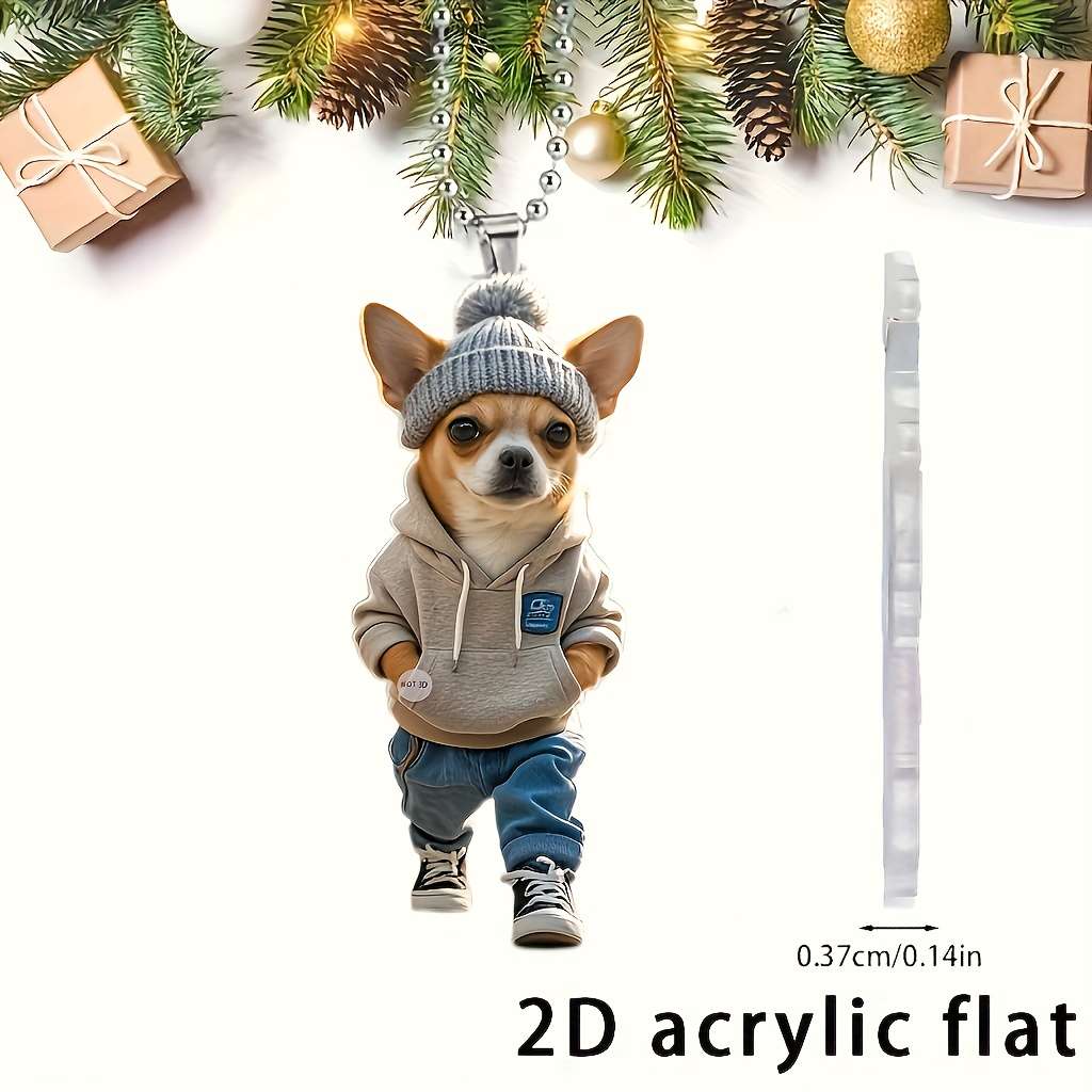 Car Interior Decor Style Chihuahua Casual Outfit Wearing Knitted Hat