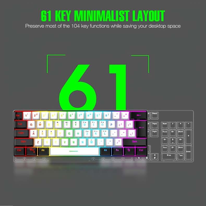 Keyboard Color G61 White And Black