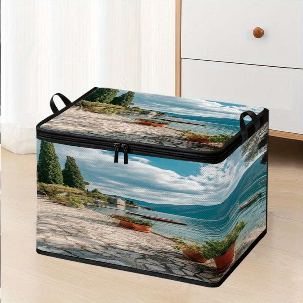 Modern Alpine Lake Landscape Painting Storage Bag