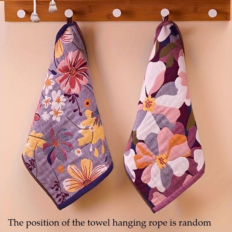 Towel Color 2Pcs Purple Courtyard Flower Narrative
