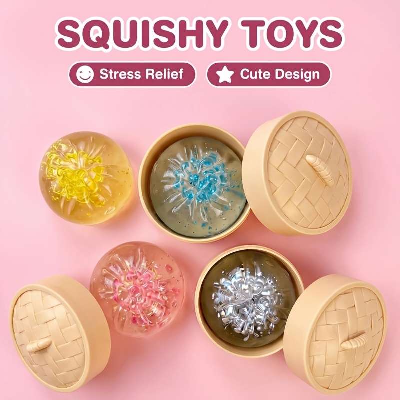 Squeezable Toys Color 3Pc Crystal Steamed Bun Lid Steamer Items 6 Colors Random Shipment