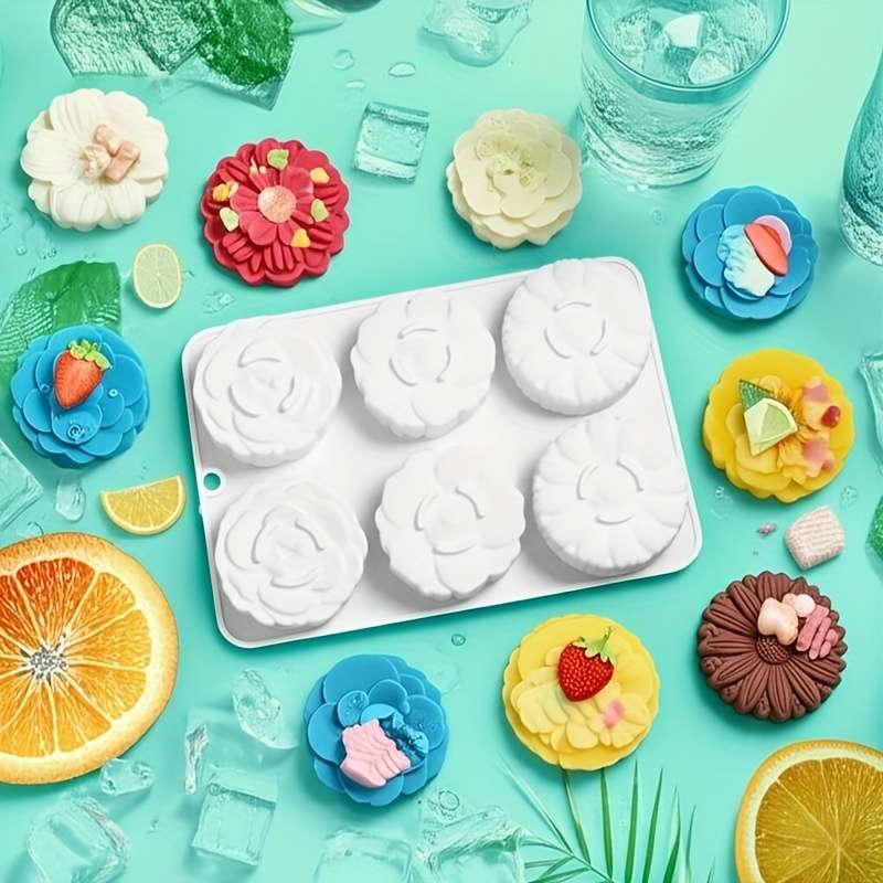 Suitable For Baking Molds Color 6 Different Flowers White