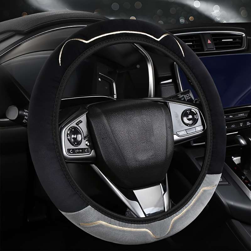 Car Steering Wheel Cover Black+Light White