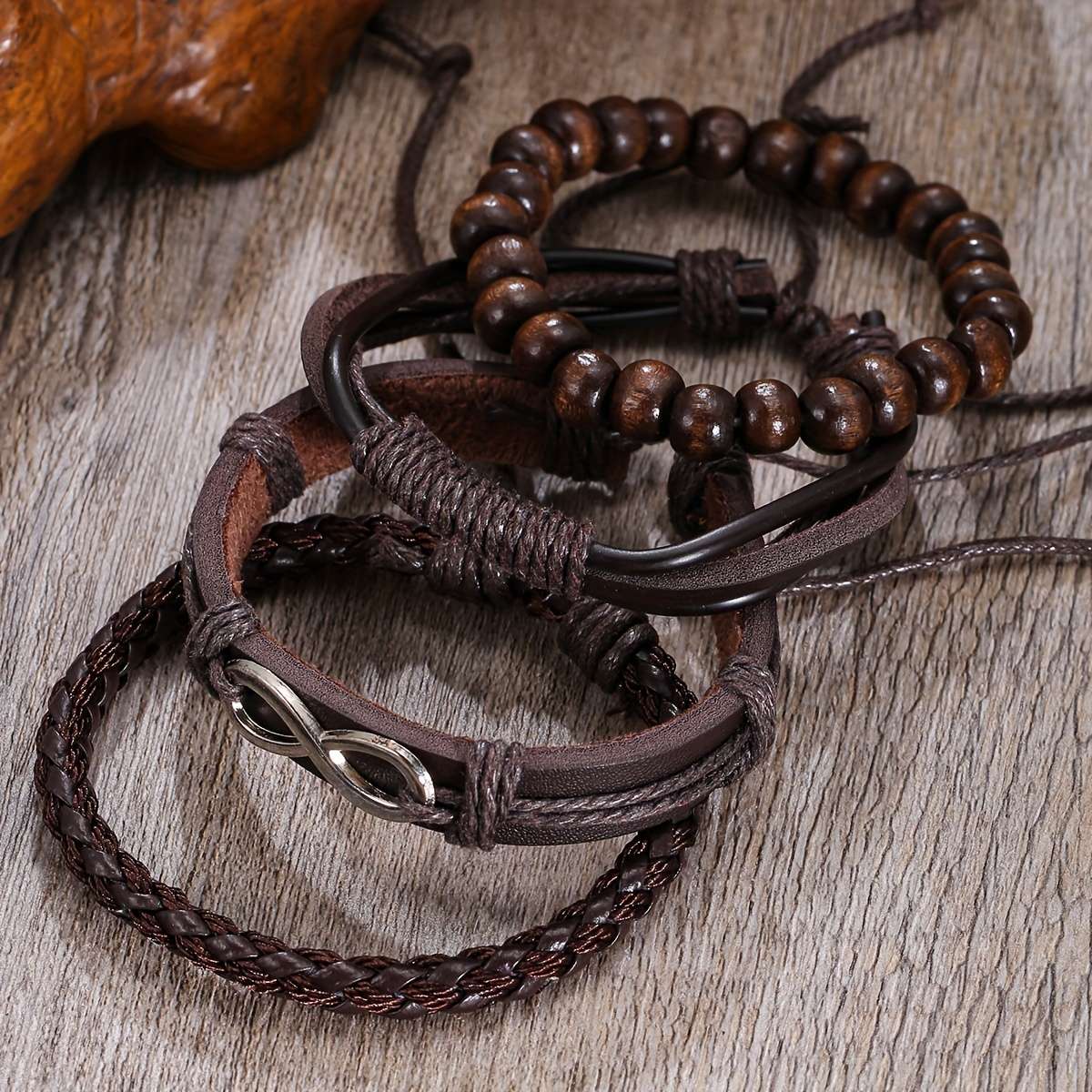 3PCS Stylish Cool Luxury Watch Set Men Sophisticated Andcolor Brown