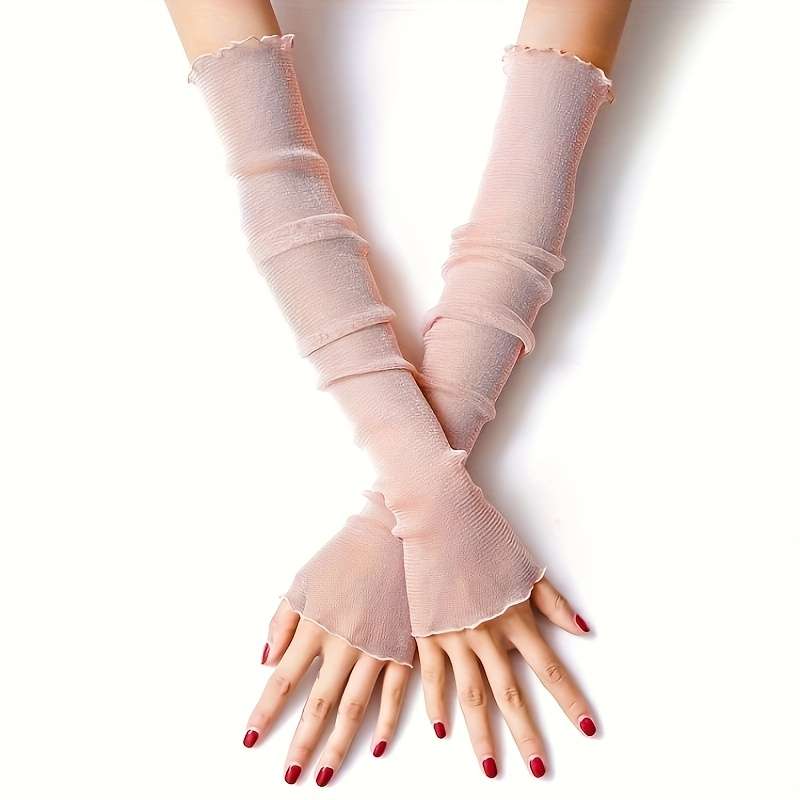 Women Solid Mesh Arm Sleeves