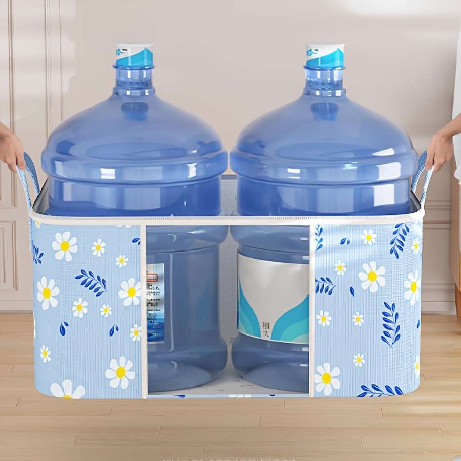2Pcs Large Storage Bags Heavy Duty Storage Blue Daisy Visible Storage Bag