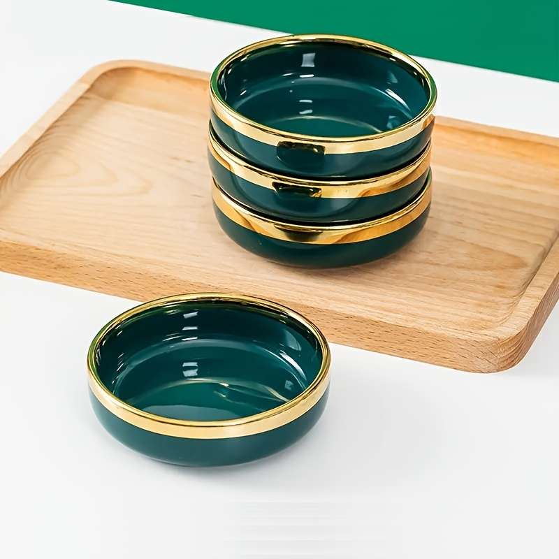 Bowl Items 4 3.5" Saucers Createdemerald Golden Plated