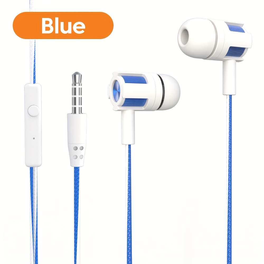 Wired Headphones Blue And White Line Blue Ear