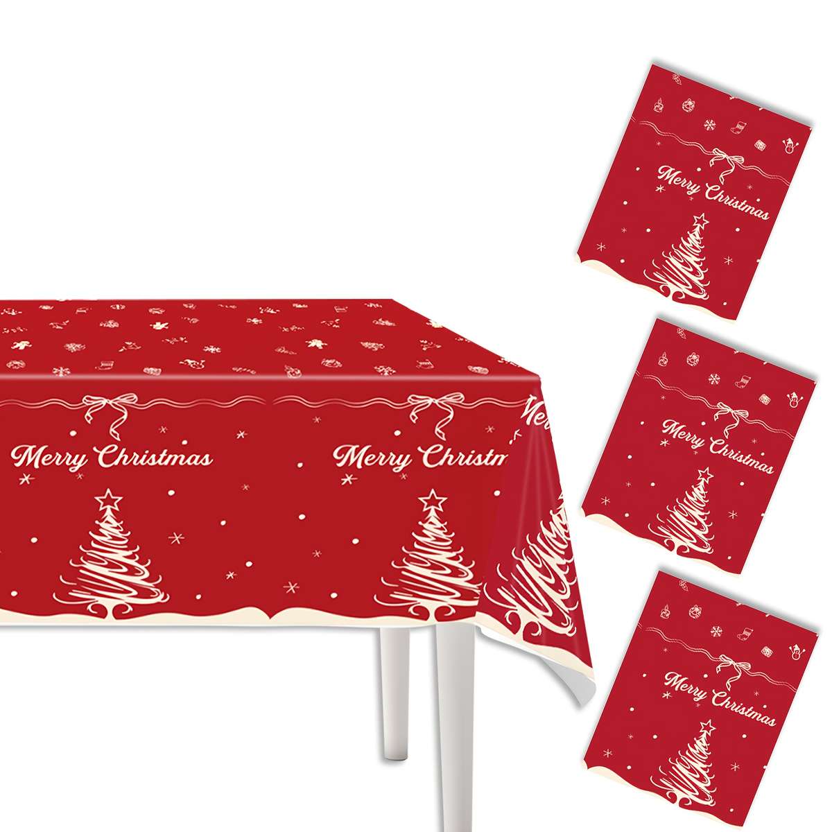 Christmas Tablecloth Style Simple Christmas Red Quantity 3Pcs
