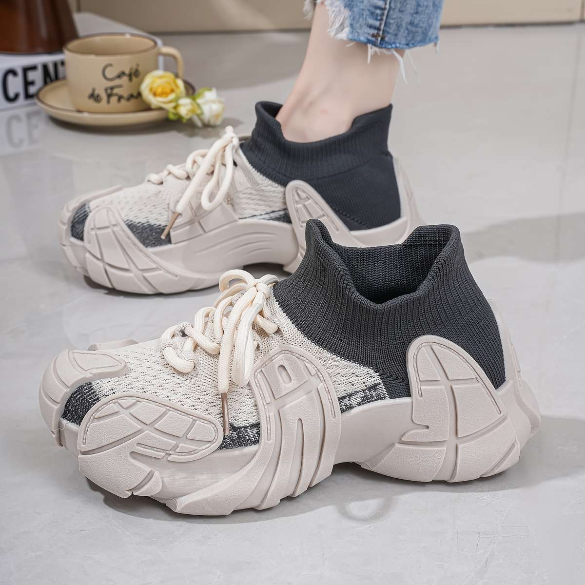 Women S Sneakers Color Beige Gray Sizeuk 3.5