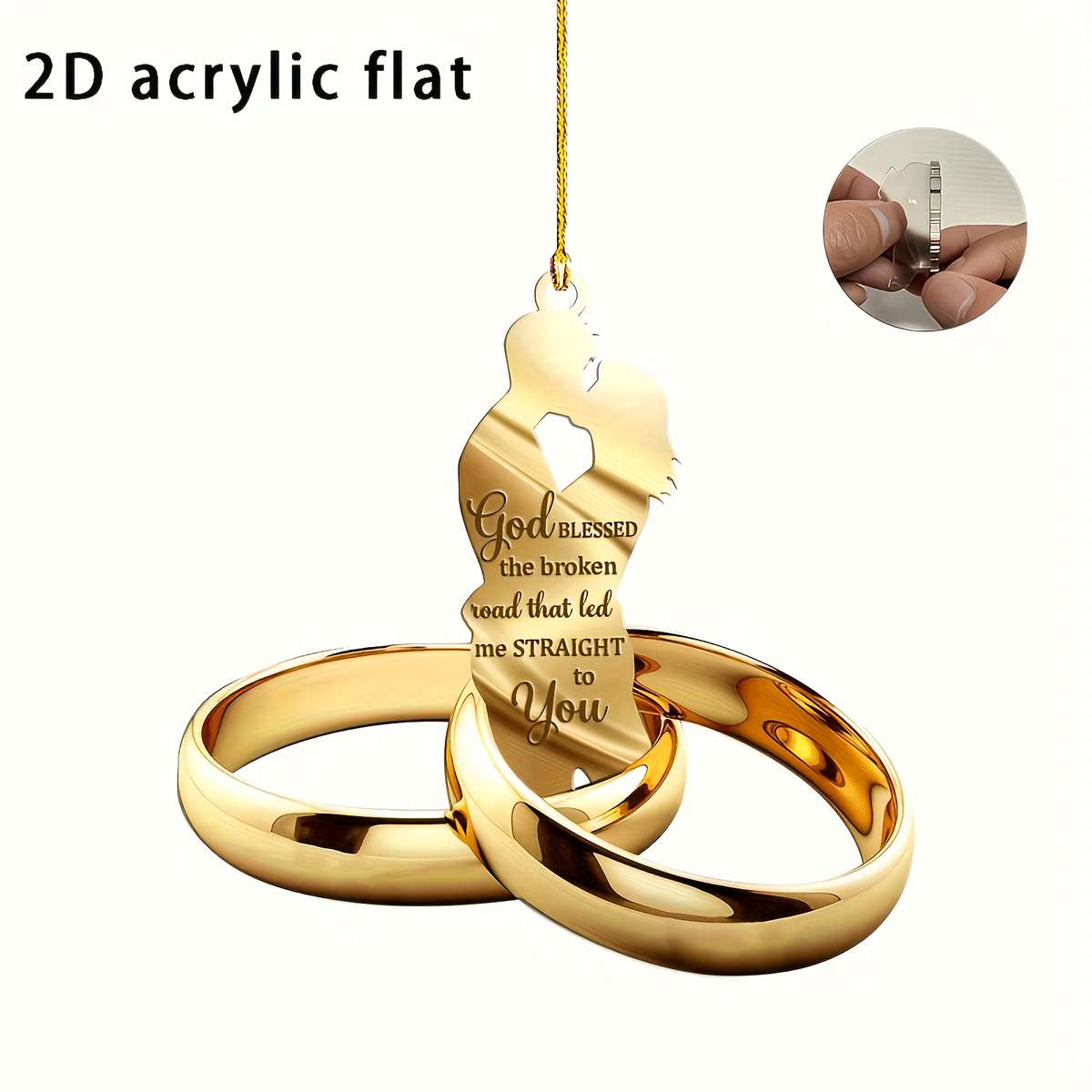 Your Flat Rearview Mirror Matching Car Pendant Acrylic Couple Ring Charm Kiss