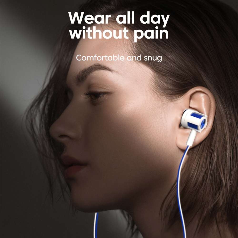 Wired Headphones Blue And White Line Blue Ear