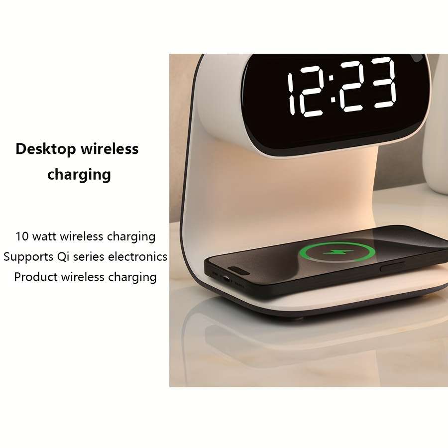 LED Bedside Clock with PD Fast Wireless Charging