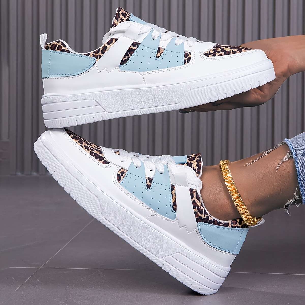 Sneakers Color Pink Leopard Sizeuk 7.5