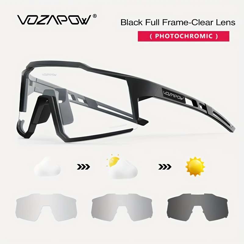 Cycling Glasses Color White Frame Photochromic Red