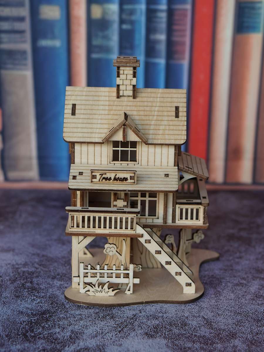 3D Building Model Puzzle Set Items Wooden House
