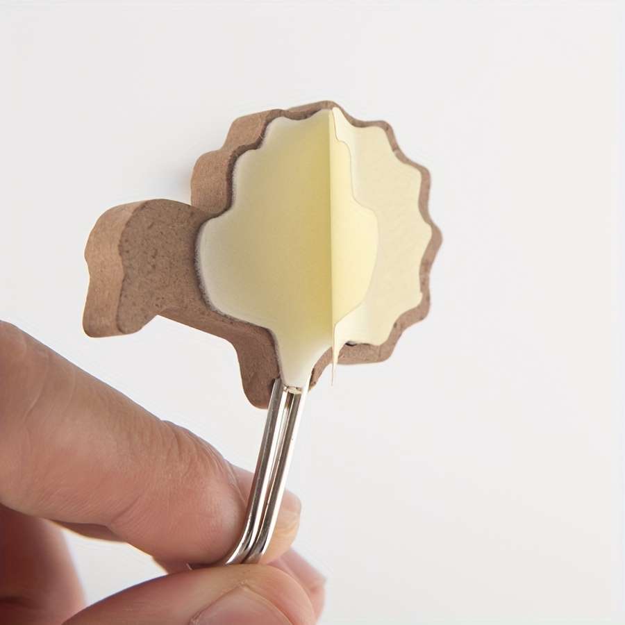 Wooden Animal Wall Self Sticky Hook For Keys Towels Etc color 2pc Elephant