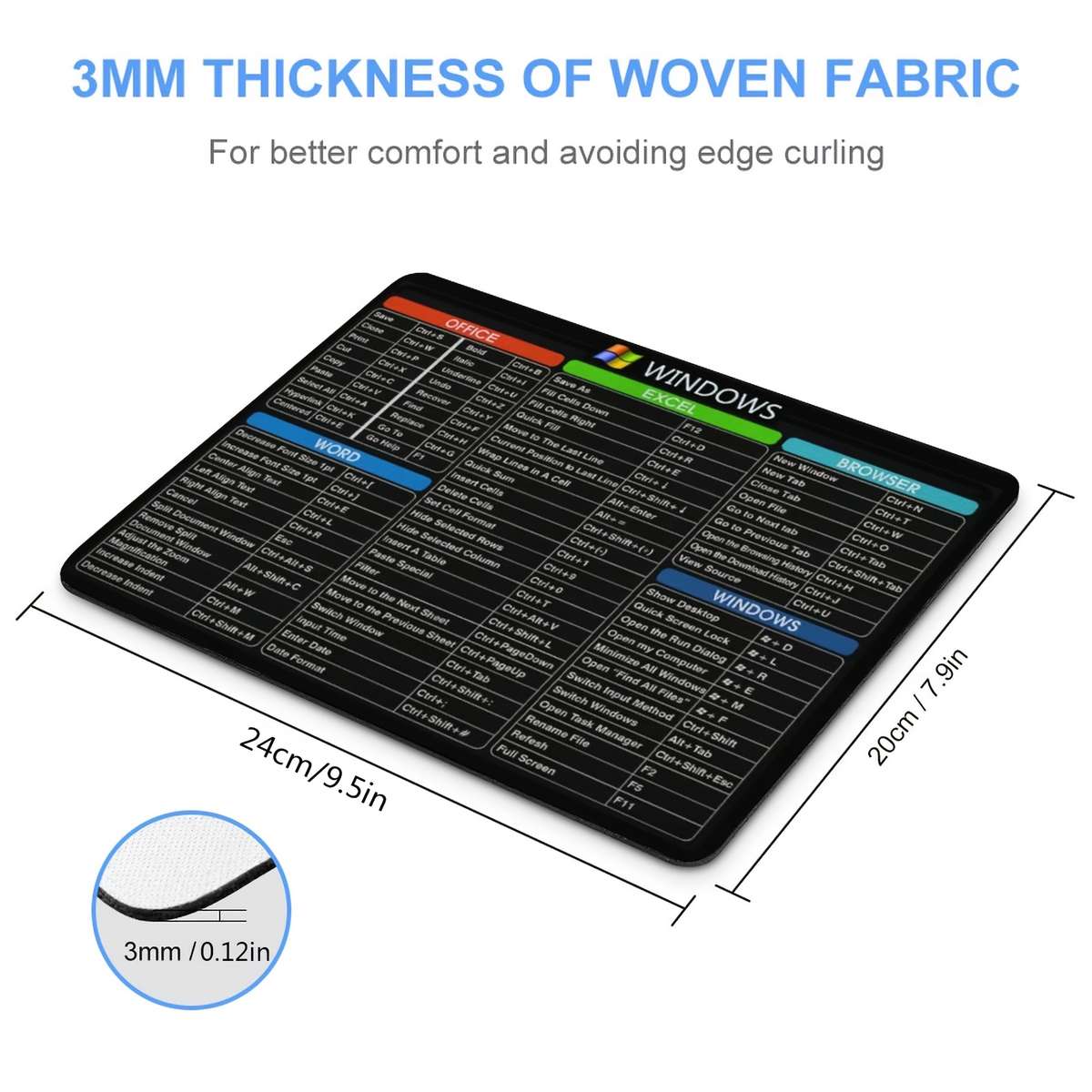 Mouse Pad Size 9.5*7.9*0.12*0.12Inch