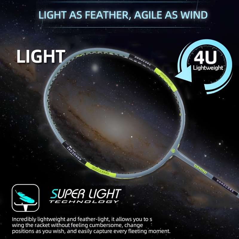 Badminton Racket Color Luminous 2Pcsfree Bag
