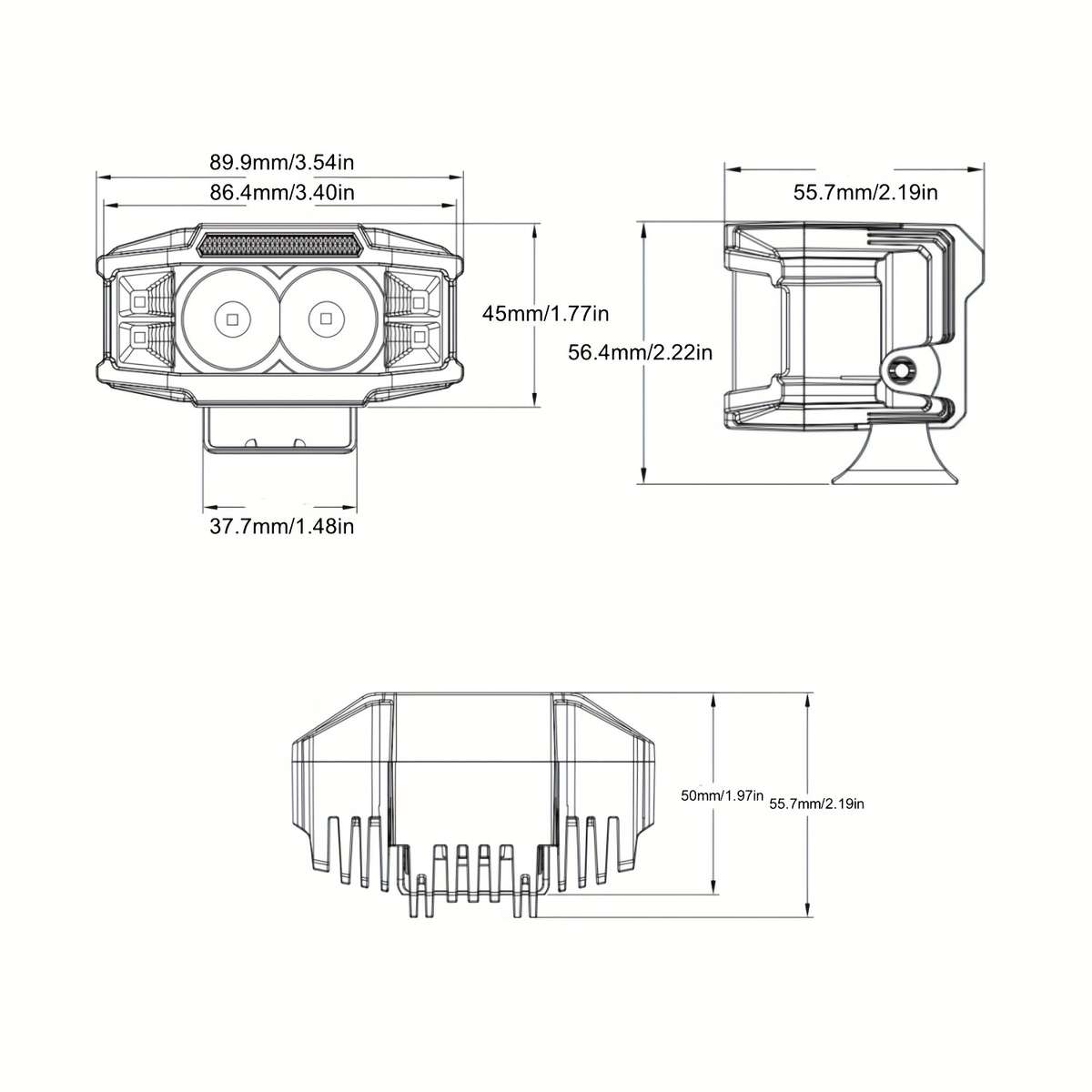 Car Lights Model 2Pcs With Amber Angel Eyes