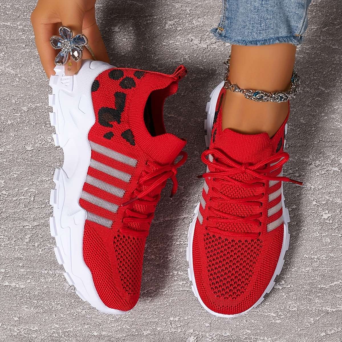 Women S Sneakers Color Red Sizeuk 7